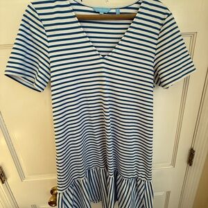 Draper James Blue and White Striped Scoop Neck Top